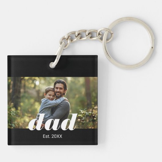 Dad Established Photo Father's Day Sleutelhanger (Achterkant)