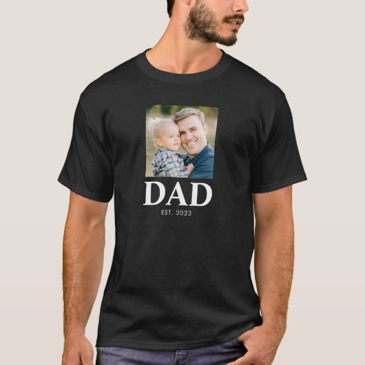 Dad Established Photo Fathers Day T-shirt (Voorkant)