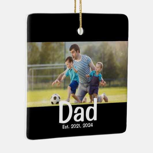 Dad Established Photo Gift  Keramisch Ornament (Rechts)