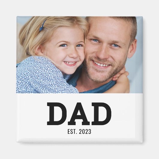 Dad Established Photo Gift Magneet (Voorkant)