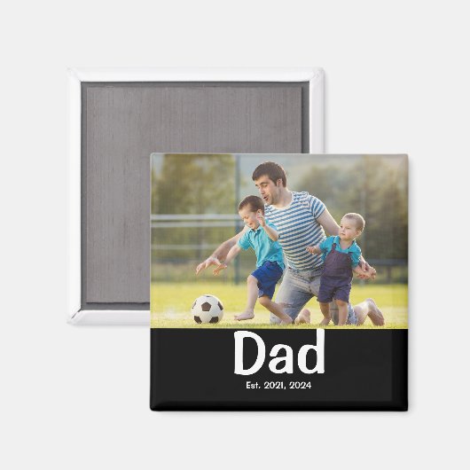Dad Established Photo Gift Magnet (Voorkant / Achterkant)
