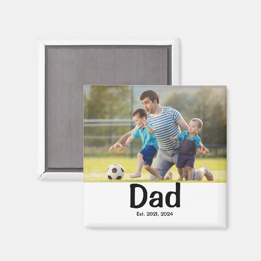 Dad Established Photo Gift Magnet (Voorkant / Achterkant)