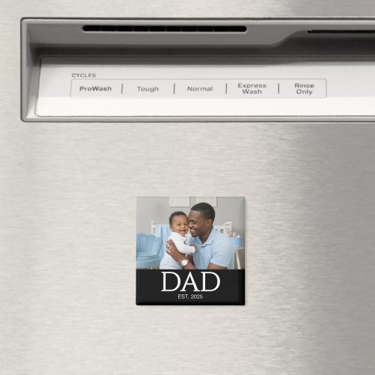 Dad Established Photo Gift Magnet (Insitu (Vaatwasser))