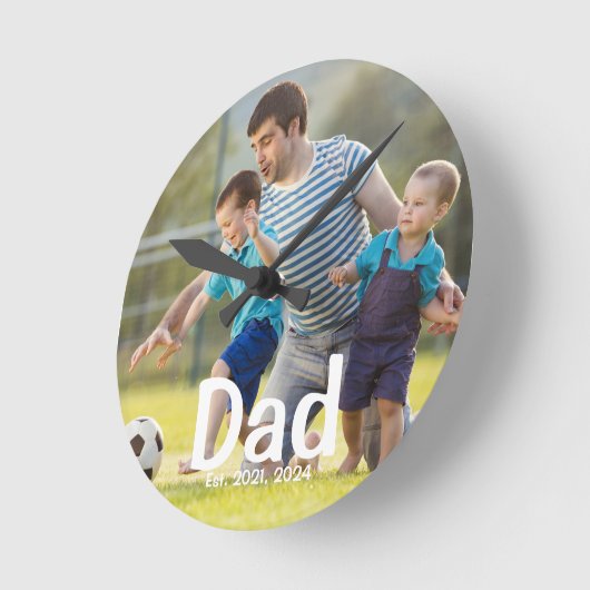 Dad Established Photo Gift  Ronde Klok (Hoek)