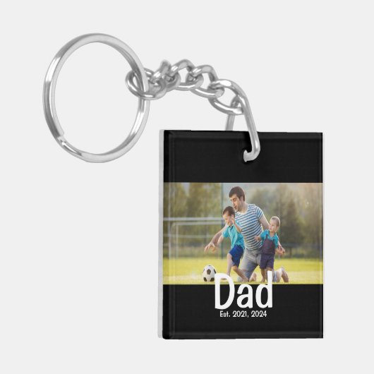 Dad Established Photo Gift Sleutelhanger (Voorkant Links)