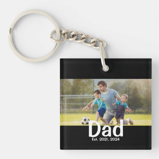 Dad Established Photo Gift  Sleutelhanger (Voorkant)