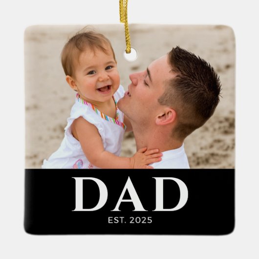 Dad Established Photo Keepsake Keramisch Ornament (Voorkant)