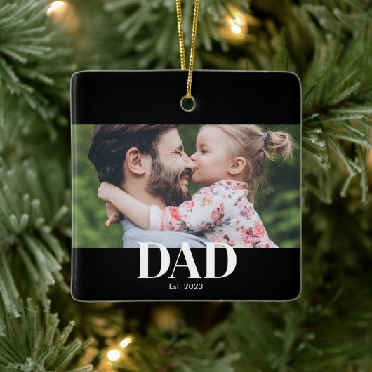  Dad Established Photo Keramisch Ornament (Boom)