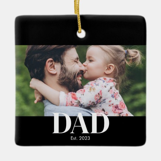  Dad Established Photo Keramisch Ornament (Voorkant)