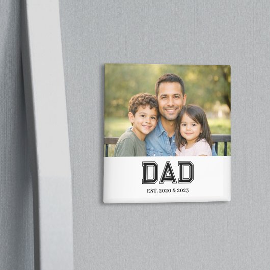 Dad Established Photo Modern Typography Gift Magneet