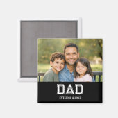 Dad Established Photo Modern Typography Gift Magneet (Voorkant / Achterkant)