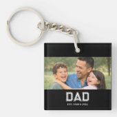 Dad Established Photo Modern Typography Gift Sleutelhanger (voorkant)