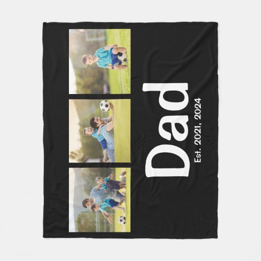 Dad Established Script Black 3 Photo  Fleece Deken (Voorkant)