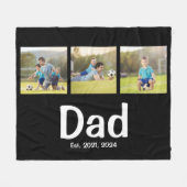 Dad Established Script Black 3 Photo  Fleece Deken (Voorkant (Horizontaal))