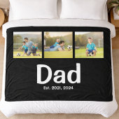 Dad Established Script Black 3 Photo  Fleece Deken