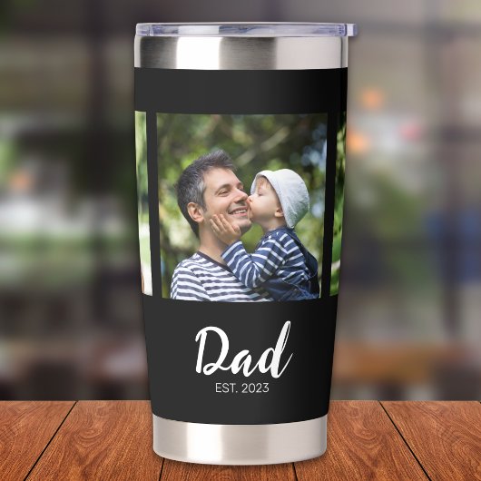 Dad Established Script Black 3 Photo Geïsoleerde Drinkbeker