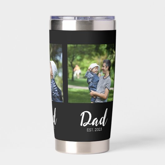 Dad Established Script Black 3 Photo Geïsoleerde Drinkbeker (Achterkant)