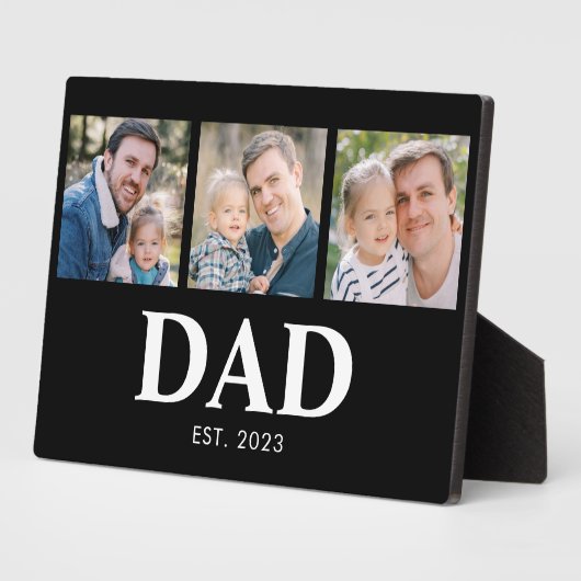 Dad Established Script Black 3 Picture Father Fotoplaat (Zijkant)