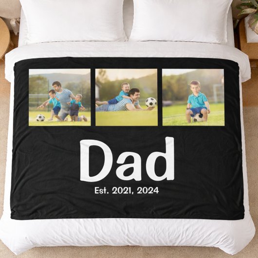 Dad Established Script Zwart 3 Foto  Fleece Deken