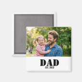 Dad Established Simple Black Text Photo White Magneet (Voorkant / Achterkant)