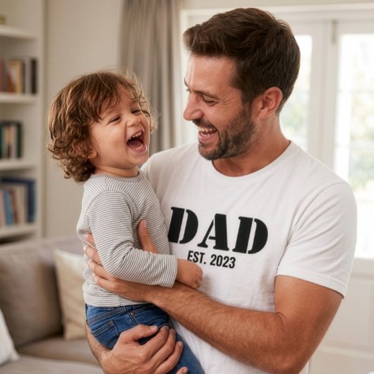 Dad Established Simple Black Typography White T-shirt
