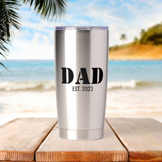 Dad Established Simple Bold Black Font Geïsoleerde Drinkbeker (Strand (Gedraaid)  )