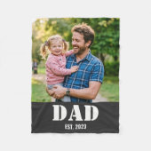 Dad Established Simple Bold White Text and Photo Fleece Deken (Voorkant)