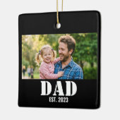Dad Established Simple Bold White Text and Photo Keramisch Ornament (Links)