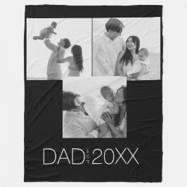 Dad Established Three Photo Fleece Blanket. Deken