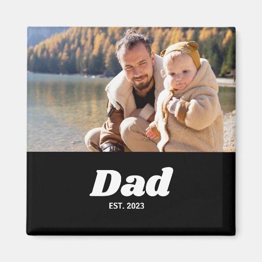 Dad Established White Typography Magneet (Voorkant)