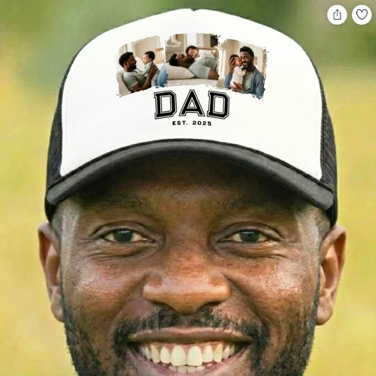 Dad Established Year 3 Photo Bold Black White Hat Trucker Pet