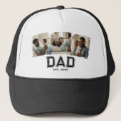 Dad Established Year 3 Photo Bold Black White Hat Trucker Pet (Voorkant)
