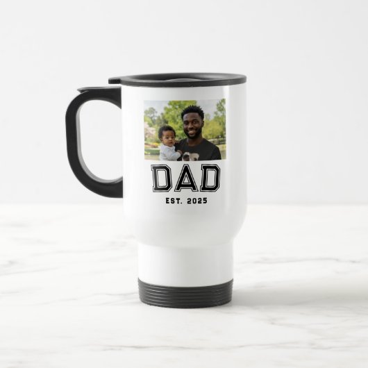 Dad Established Year Bold Black White Photo Gift Reisbeker (Links)