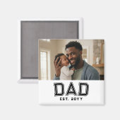 Dad Established Year Bold Black White Photo Magneet (Voorkant / Achterkant)