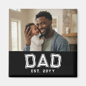 Dad Established Year Bold White Black Photo Magneet (Voorkant)