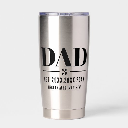 Dad Established Year Names Number Bold Font Geïsoleerde Drinkbeker (Achterkant)