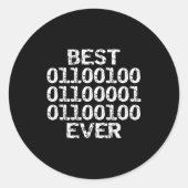 Dad Ever In Binary Code Software Engineer Father G Ronde Sticker (Voorkant)