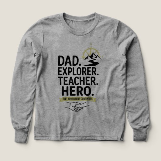 Dad Explorer Leraar Held T-Shirt | Avontuurlijke V (Voorkant)