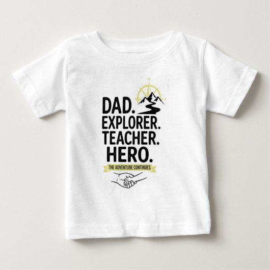 Dad Explorer Teacher Hero T-Shirt | Avontuur Vader (Voorkant)