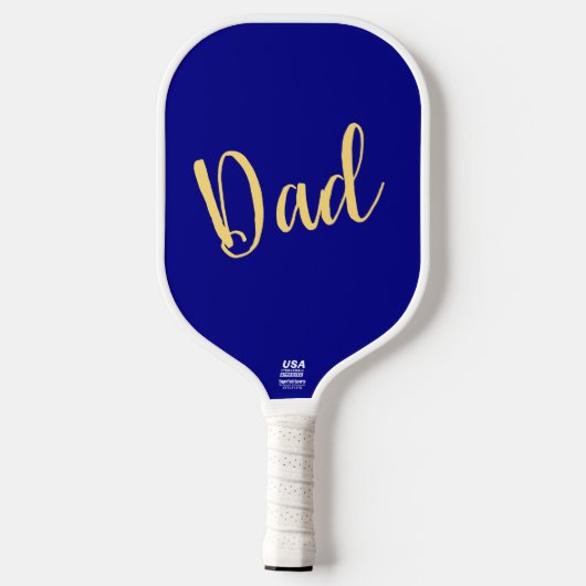 DAD Fancy Script Vibrant Royal Blue Achtergrond Pickleball Paddle (Achterkant)