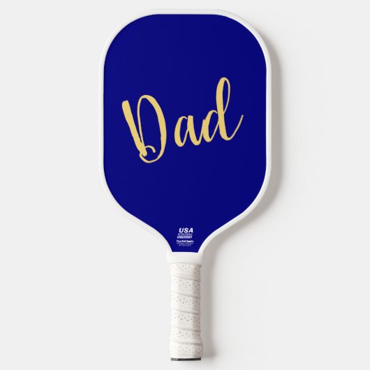 DAD Fancy Script Vibrant Royal Blue Achtergrond Pickleball Paddle (Voorkant)