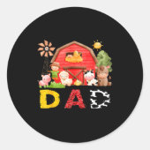 Dad Farm Cow Birthday Boy Matching Family Matching Ronde Sticker (Voorkant)