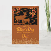 Dad Father’s Day Deer in Field Fall Leaves Kaart (Voorkant)
