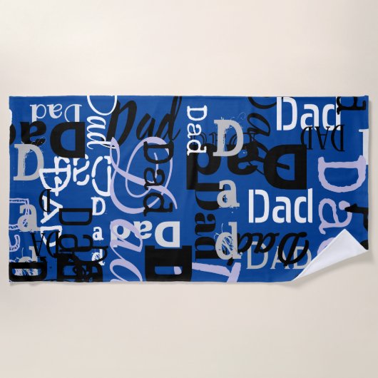 DAD FATHERS DAY Cadeau Beach Golf Handdoek Blauw (Voorkant)
