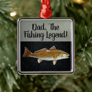 Dad Fishing Legend Redfish Fisherman Angler Fish Metalen Ornament