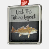 Dad Fishing Legend Redfish Fisherman Angler Fish Metalen Ornament (Links)