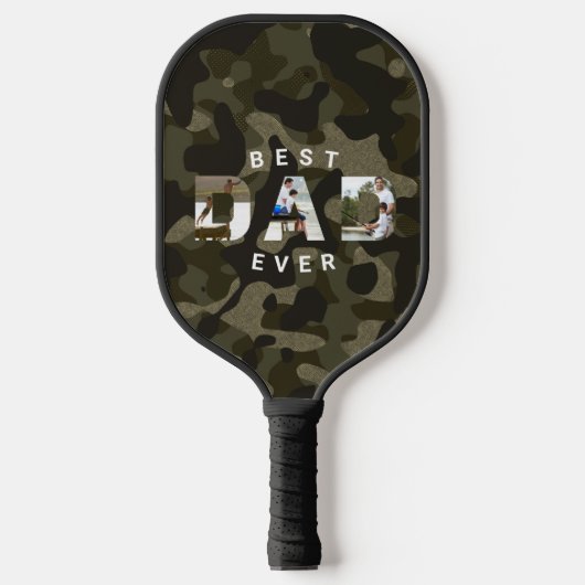 DAD Foto Lijst Green Camouflage Pattern #1 DAD Pickleball Paddle (Voorkant)