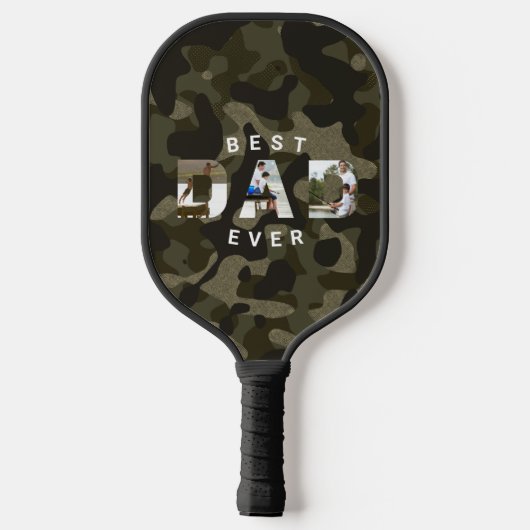 DAD Foto Lijst Green Camouflage Pattern #1 DAD Pickleball Paddle (Achterkant)
