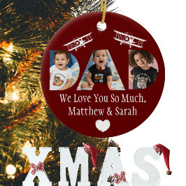 'DAD' Fotocollage van kinder of familie, Luchtvaar Keramisch Ornament