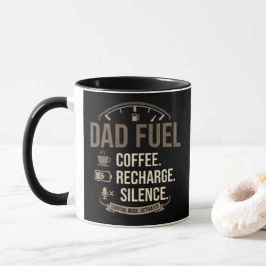 Dad Fuel Coffee Oplaadbeurt Stilte Mok (Met donut)